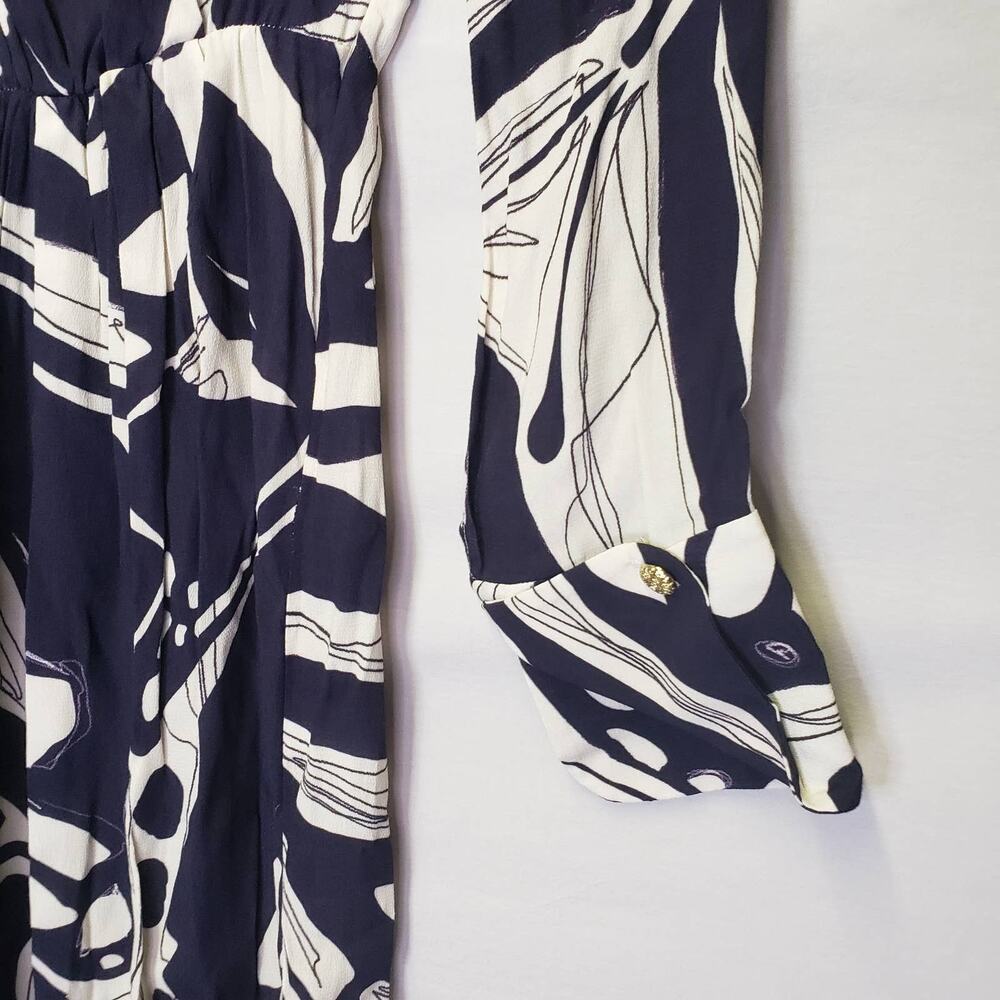 ZARA Printed Cut-out Long Sleeve Midi Dress Butterfly Print Purple XS - Picture 9 of 10